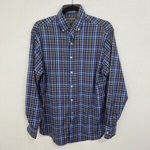Peter Millar Summer Comfort Shirt Mens‎ Size M Tattersall Plaid Performance Golf